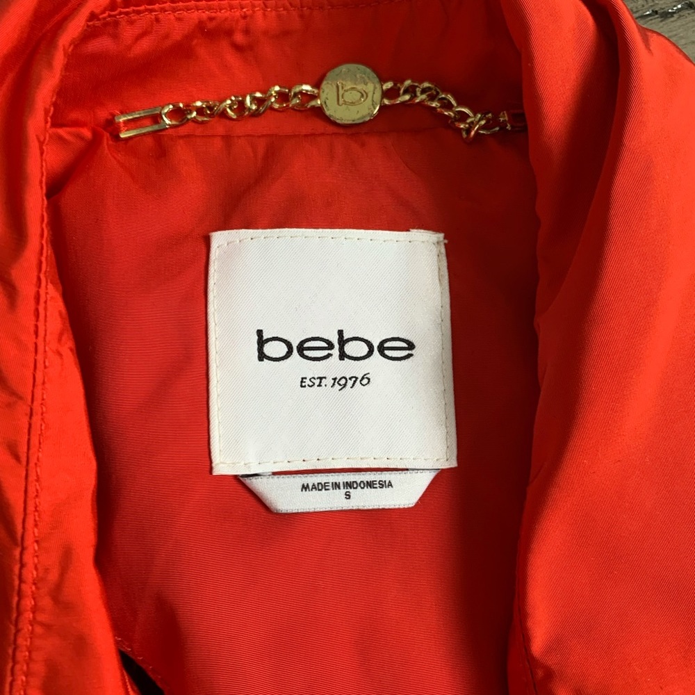 bebe Red Classic Trench Coat with Belted Waist - Picture 2 of 5